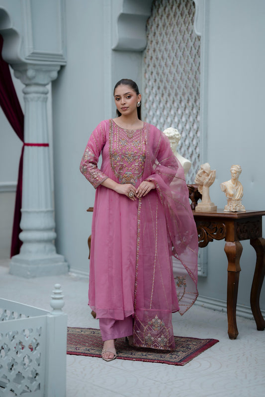 Gulabi Nazakat Crinkle Chiffon/Grip Silk 3pc