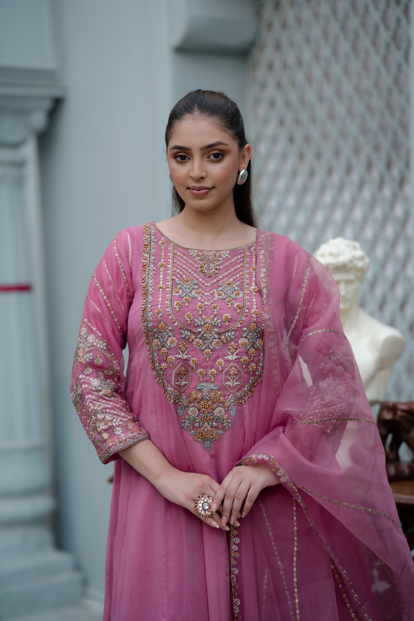 Gulabi Nazakat Crinkle Chiffon/Grip Silk 3pc