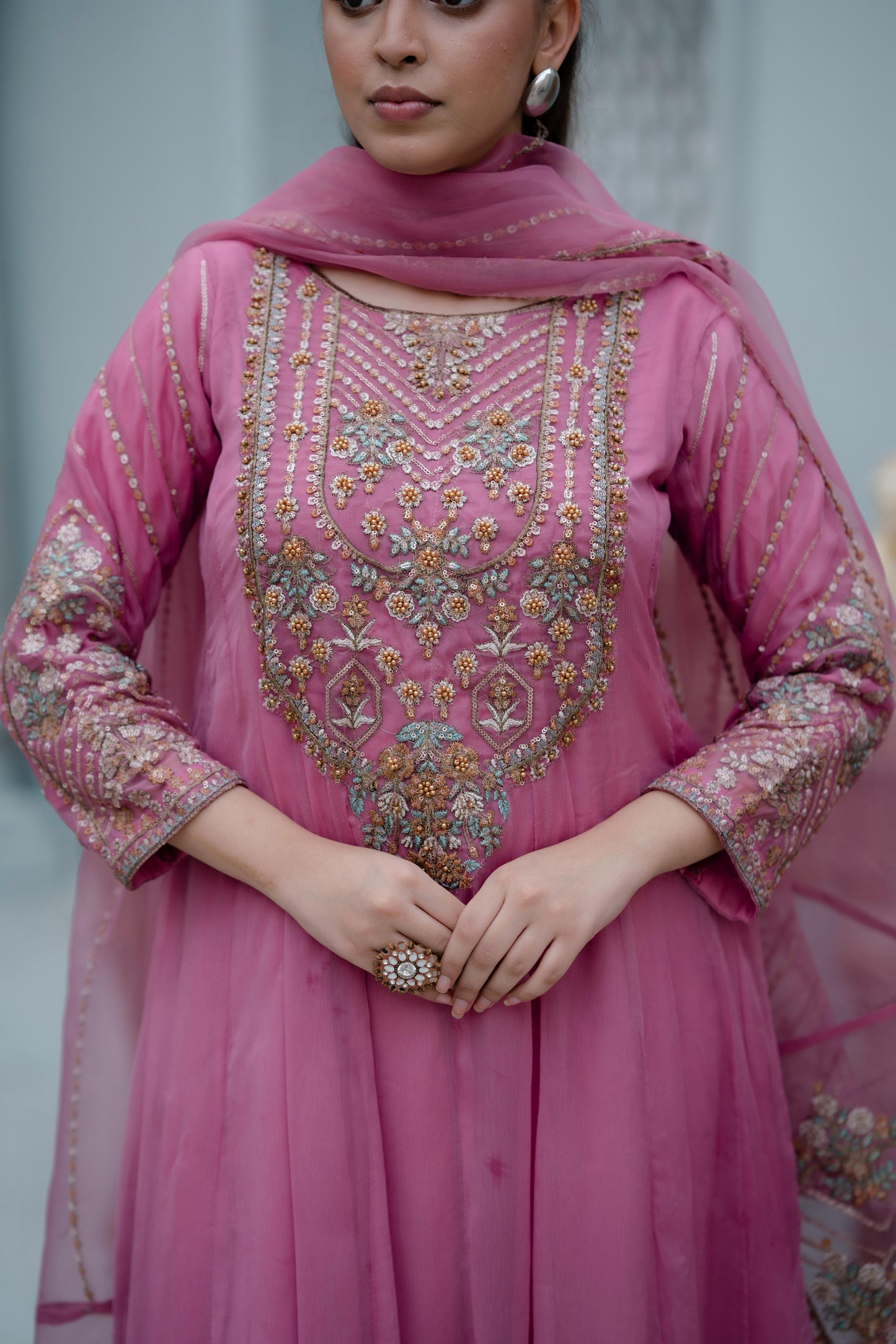 Gulabi Nazakat Crinkle Chiffon/Grip Silk 3pc