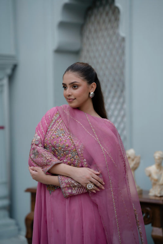 Gulabi Nazakat Crinkle Chiffon/Grip Silk 3pc